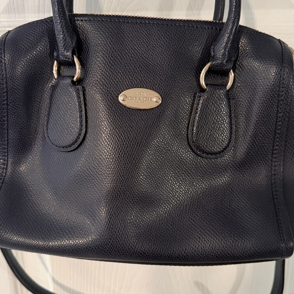 Navy Women's Leather Satchel Handbag - Classic Structured Purse navy - Picture 2 of 8